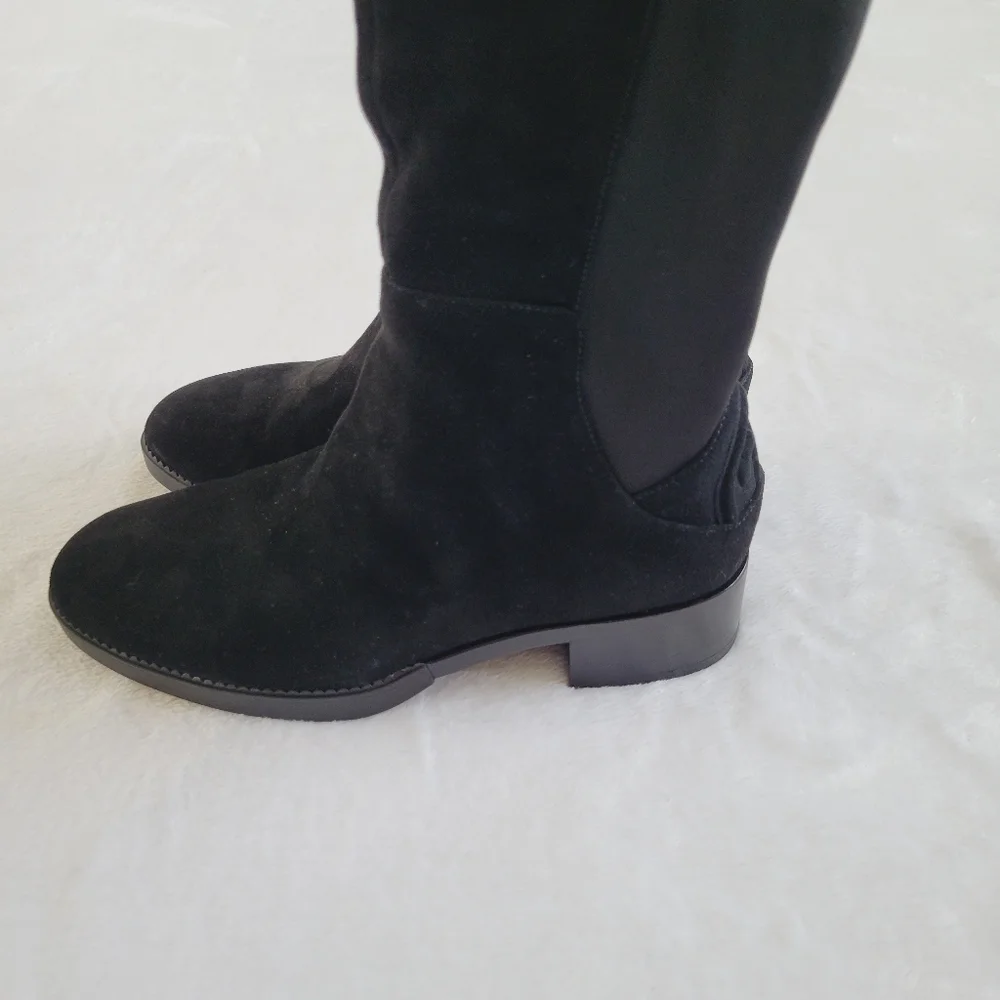 Tory Burch Caitlin Over the Knee Boots Black Suede Stretch Tall OTK Boots Size 5